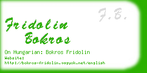 fridolin bokros business card